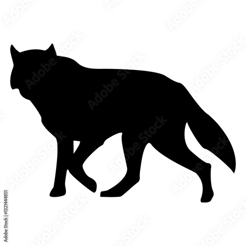 Silent Stalker Silhouette: A captivating silhouette of a solitary wolf in a graceful walk, against an infinite background. Revealing the silent strength and mystery of this iconic predator. 