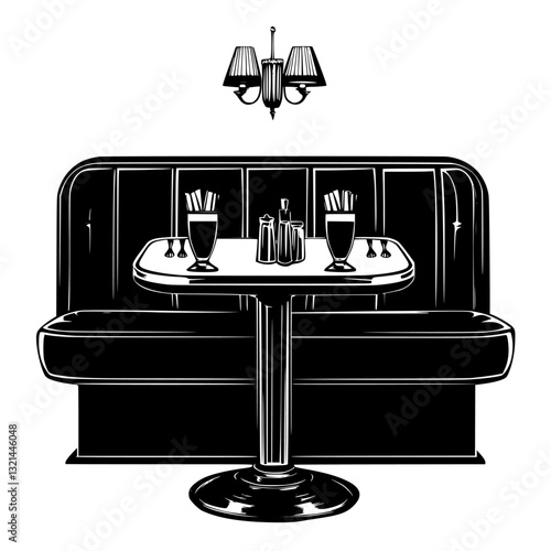 Art Deco Breakfast nook seating, vectorized furniture, furniture piece