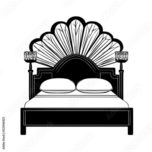 Art Deco Headboard, vectorized furniture, furniture piece