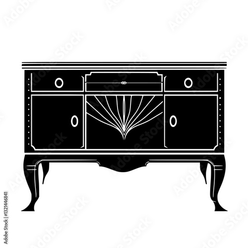 Art Deco Sideboard, vectorized furniture, furniture piece
