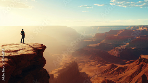 Wallpaper Mural Person Standing on Cliff Edge Overlooking Vast Canyon Landscape. Torontodigital.ca