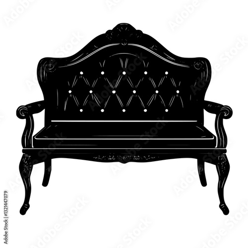 Baroque Banquette, vectorized furniture, furniture piece