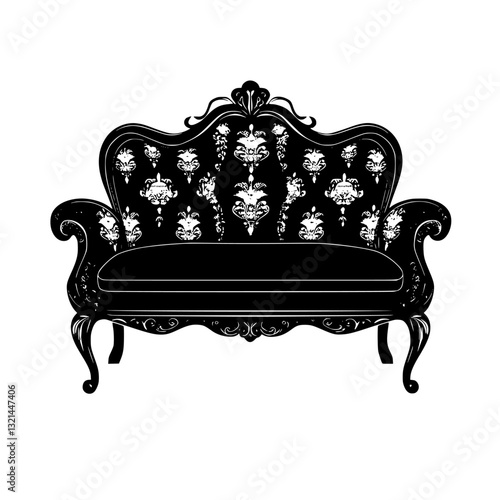 Baroque Loveseat, vectorized furniture, furniture piece