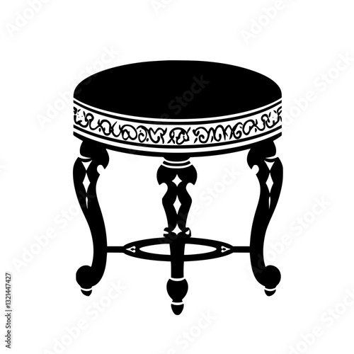 Baroque Ottoman, vectorized furniture, furniture piece