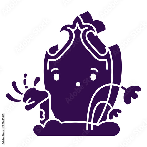 Whimsical Epitaph: A playful illustration of a stylized tombstone, exuding a sense of gentle, cartoonish charm.
