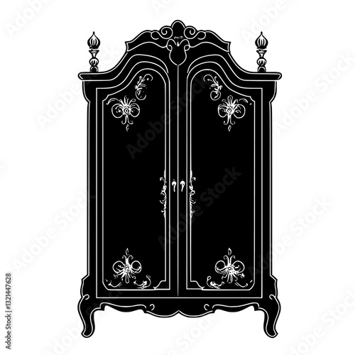 Baroque Wardrobe, vectorized furniture, furniture piece