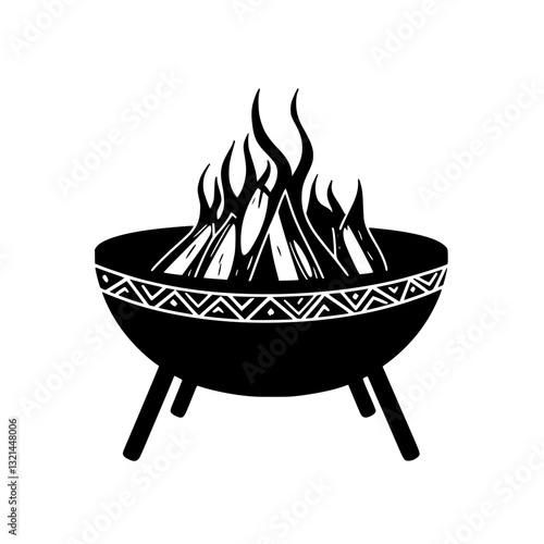 Bohemian Fire pit table, vectorized furniture, furniture piece