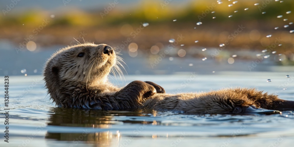 Playful otter swimming in calm waters nature scene wildlife photography serene environment close-up view aquatic life