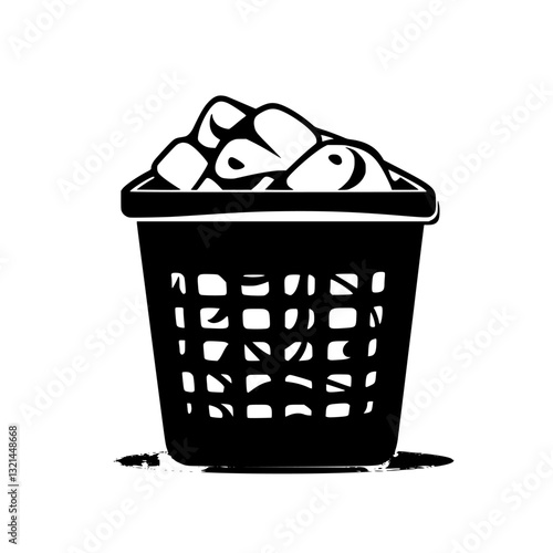 Coastal Laundry hamper, vectorized furniture, furniture piece