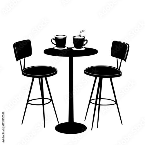 Eclectic High top table, vectorized furniture, furniture piece