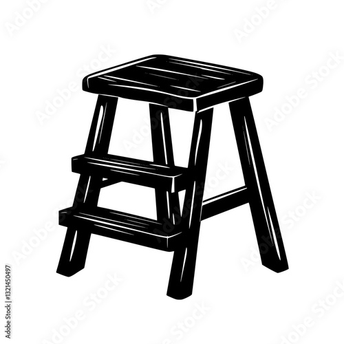 Eclectic Step stool, vectorized furniture, furniture piece