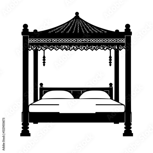 Mediterranean Bed frame, vectorized furniture, furniture piece