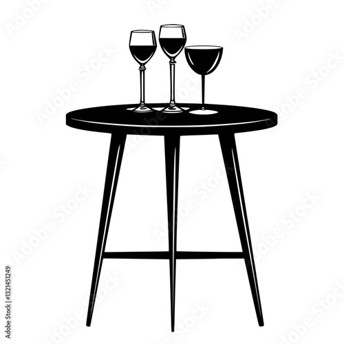 Mid Century Modern Bar table, vectorized furniture, furniture piece