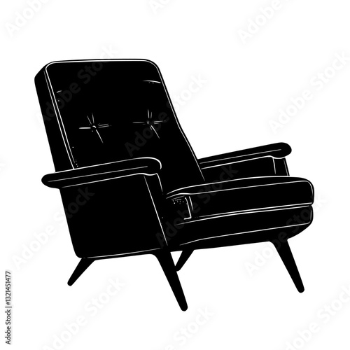 Mid Century Modern Recliner, vectorized furniture, furniture piece