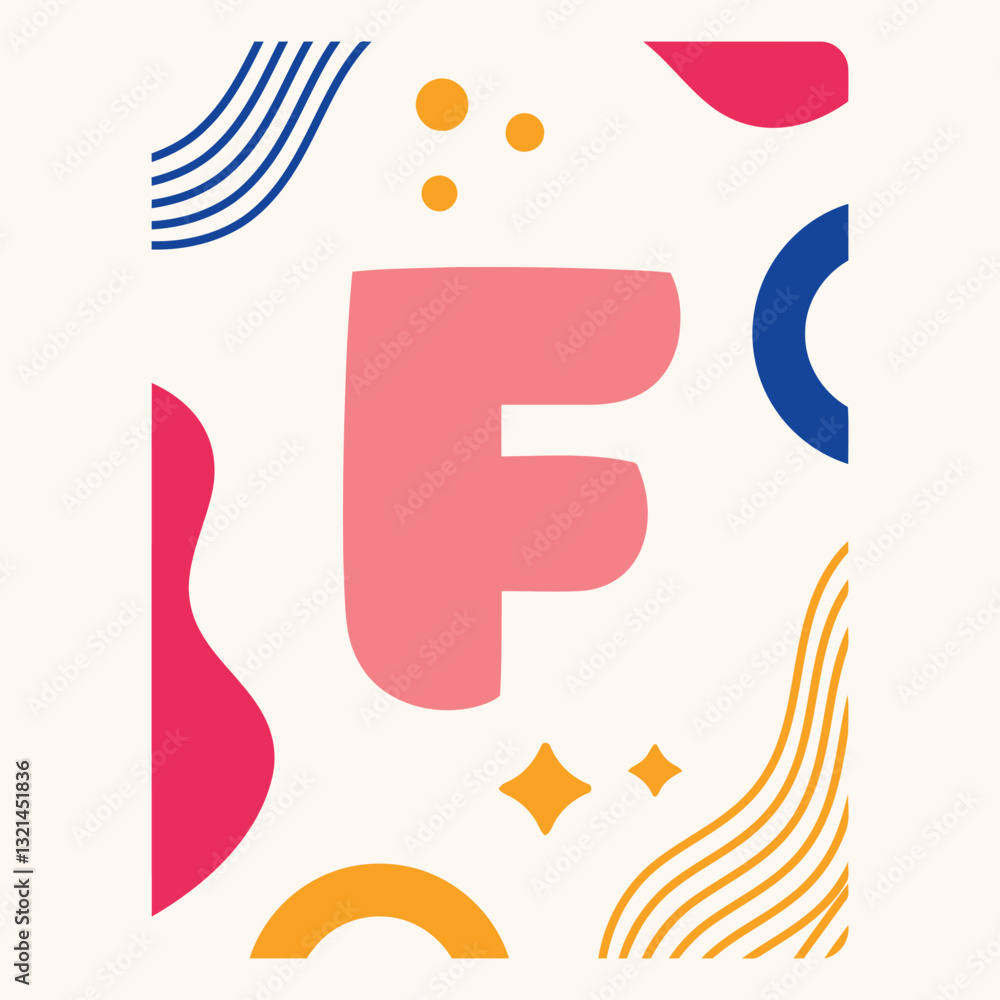 Fototapeta premium Letter F Abstract Design: Playful and vibrant 