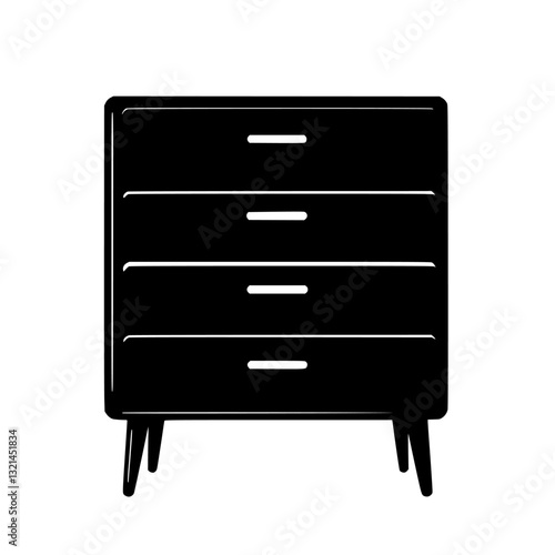 Modern Chest of drawers, vectorized furniture, furniture piece