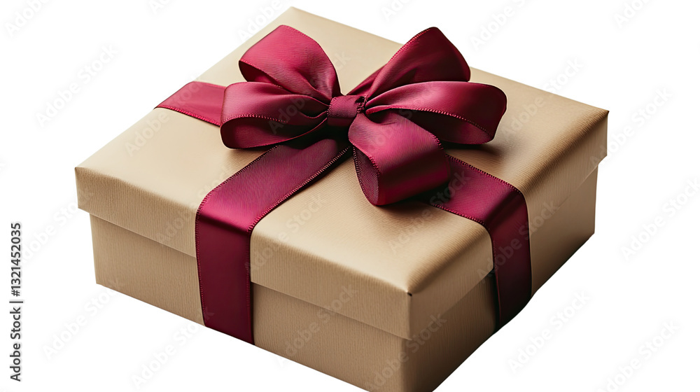Obraz premium Wrapped with Love: A perfectly wrapped gift box, adorned with a luxurious red ribbon and bow. a symbol of giving, celebration, and special occasions.