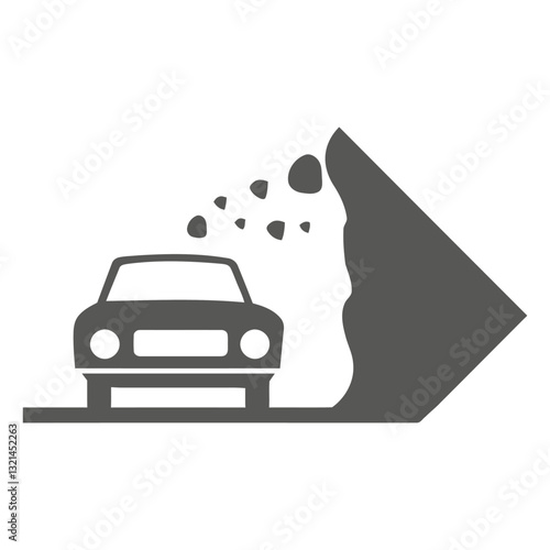 Road Hazard Ahead: A stark, symbolic illustration shows a vehicle confronting a dangerous rockfall on a road, representing risk and awareness.