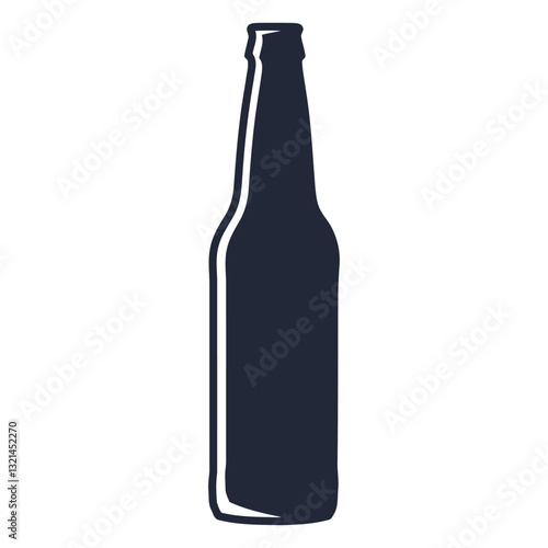 Silhouette of a Sophisticated Stout: A sleek, silhouette of a classic beer bottle with a long, slender neck against a clean background, evoking a sense of classic sophistication and refreshment.