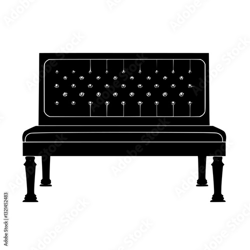 Neoclassical Banquette, vectorized furniture, furniture piece