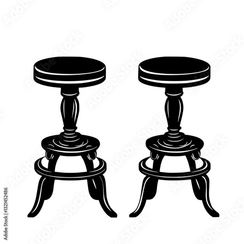 Neoclassical Bar stools, vectorized furniture, furniture piece
