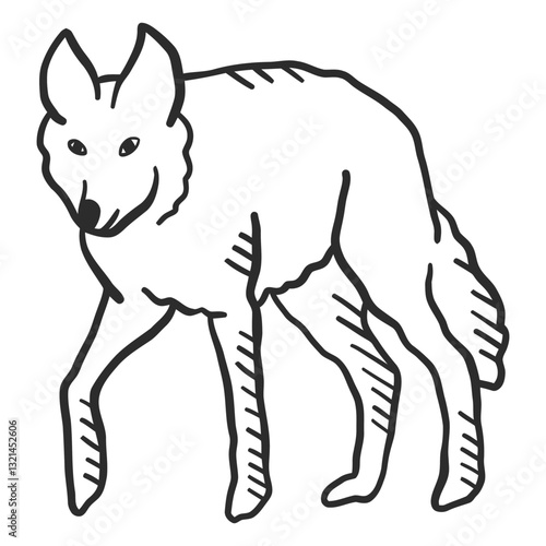 Fox Illustration: A simple yet captivating line drawing of a cunning fox, showcasing its elegant form and keen gaze.