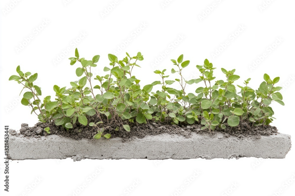 Fresh oregano plants in a concrete planter Fresh oregano plants in a concrete planter