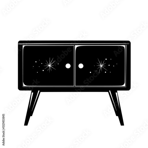 Retro Sideboard, vectorized furniture, furniture piece