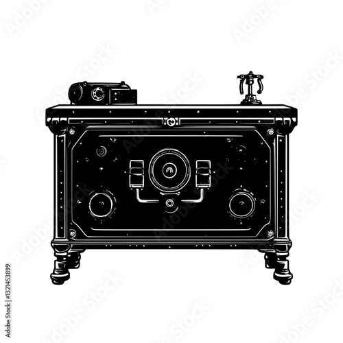 Steampunk Credenza, vectorized furniture, furniture piece