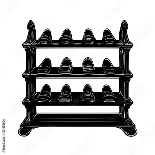 Vintage Shoe rack, vectorized furniture, furniture piece