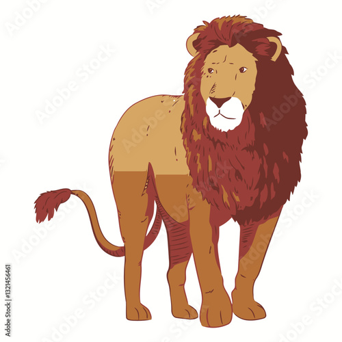 Majestic Lion Illustration: An illustration showcases a majestic lion with a regal mane and commanding presence.