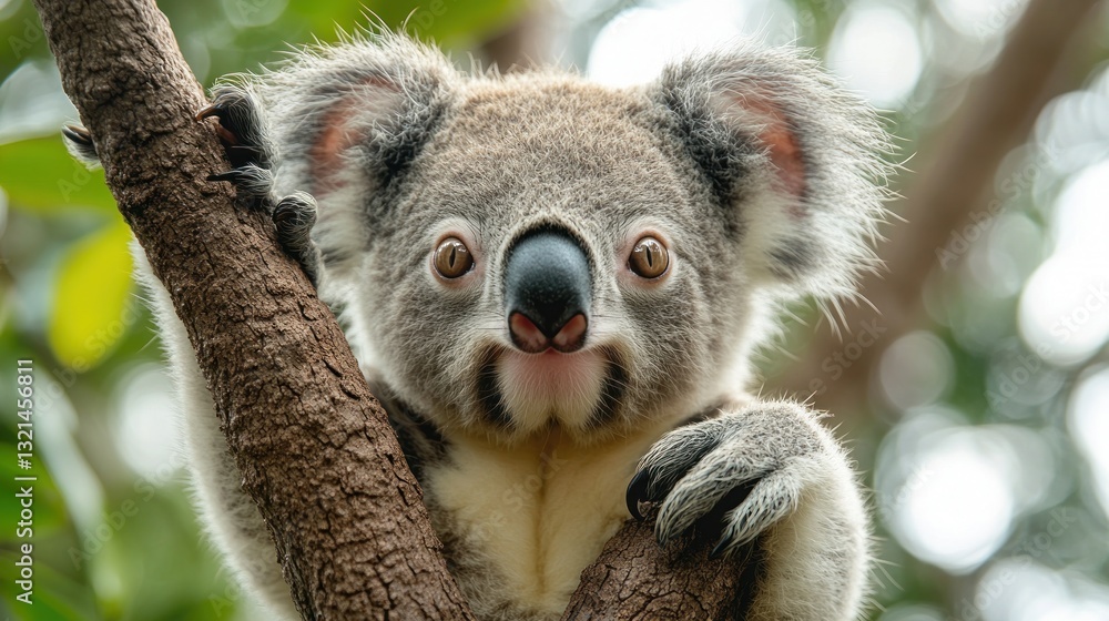 Fototapeta premium Hyper-realistic portrait of a koala with ultra-detailed fur on a white background