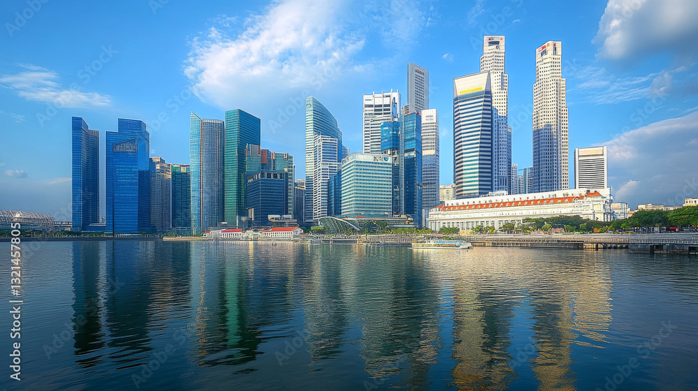 Fototapeta premium A cluster of modern skyscrapers towering over the financial district