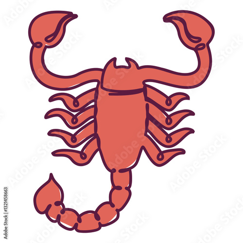 Scorpio Zodiac Sign: A vibrant illustration of a scorpion with outstretched pincers, showcasing its characteristic details. This artwork symbolizes the essence of the astrological sign.