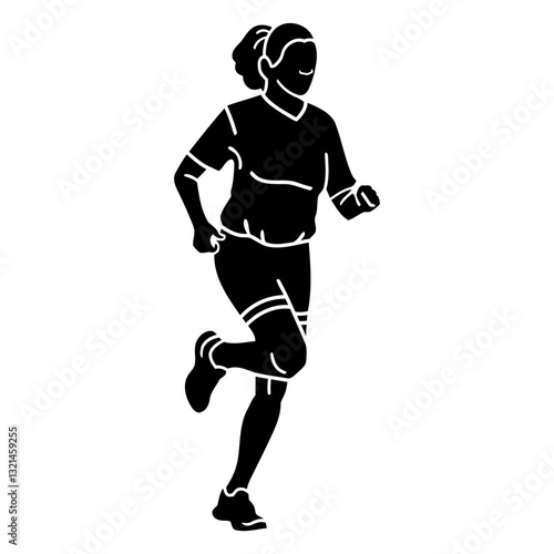 The Runner Silhouette: A dynamic silhouette captures a person in full stride, their form energized as they engage in the act of running. A graphic rendering perfect for sports-themed visuals.