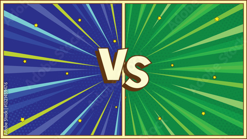 Cartoon comic background. Fight versus. Comics book colorful competition poster with halftone elements. Retro Pop Art style. Vector illustration
