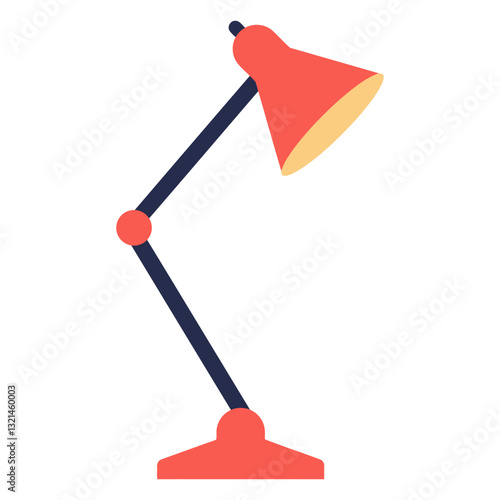 Desk Lamp: Simple line art illustration of a vibrant, modern desk lamp perfect for brightening any workspace or home.