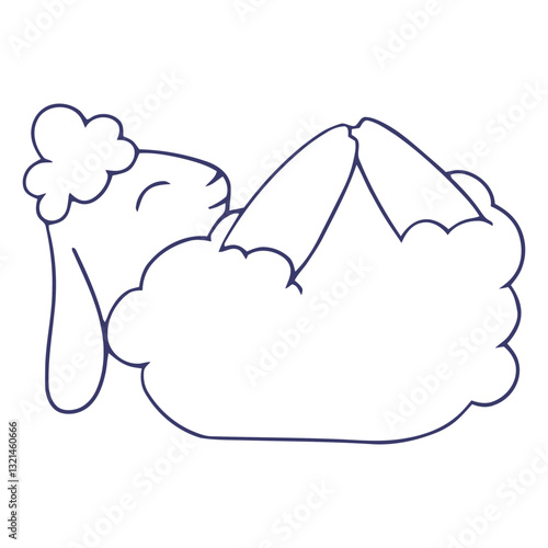 Dreamy Sheep in Cloud: An adorable sheep rests peacefully within a soft, fluffy cloud, radiating serenity and calm. A gentle illustration that evokes feelings of peace and imagination.