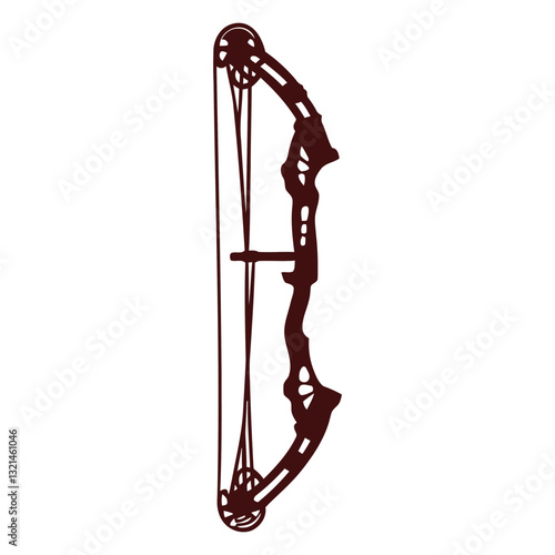Compound Bow Precision: Highlighting a compound bow, ready for archery or target practice, focusing on detailed mechanics. 