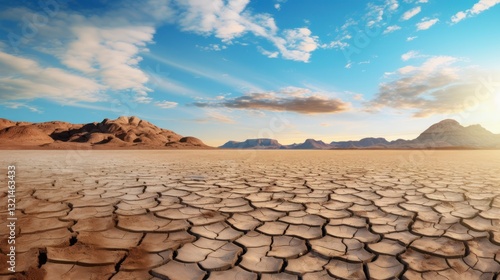Dry and cracked earth in the desert. Global warming concept.