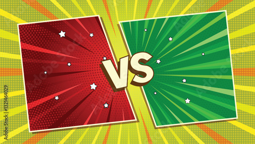 Comic cartoon pop art battle versus background with blank speech.