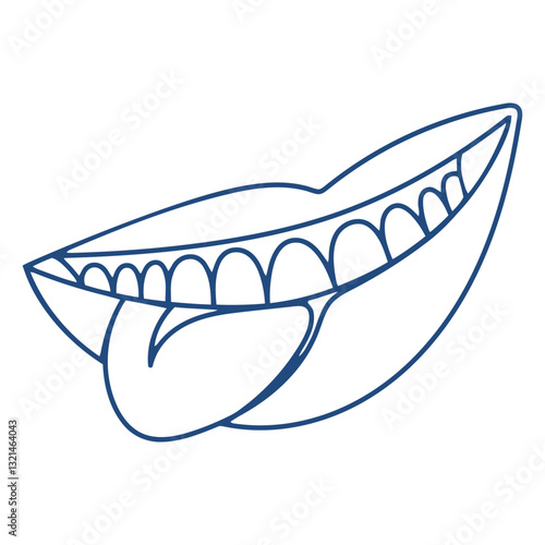 Mischievous Smile: Playful cartoon illustration of a mouth with tongue sticking out, conveying a sense of fun and mischief.