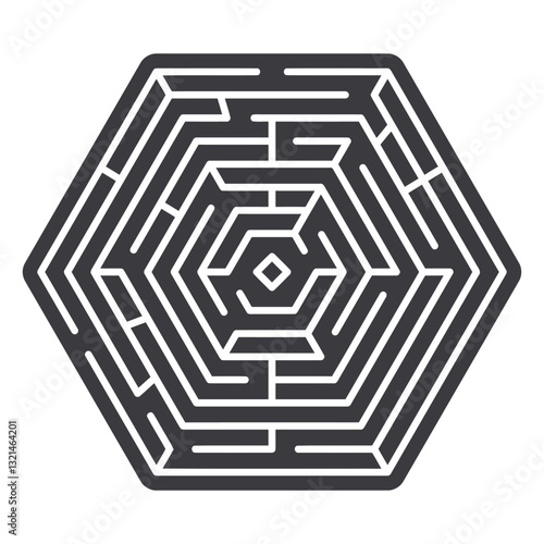 Hexagonal Labyrinth: A complex hexagonal labyrinth design, representing the challenge of finding the path to success or unraveling the complexities of life's journey.