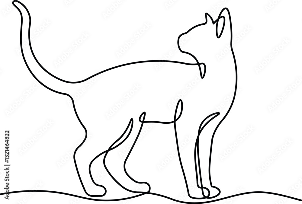 Cat continuous one line drawing. Editable stroke on a white isolated background. Vector illustration Cat continuous one line drawing. Editable stroke on a white isolated background. Vector illustration