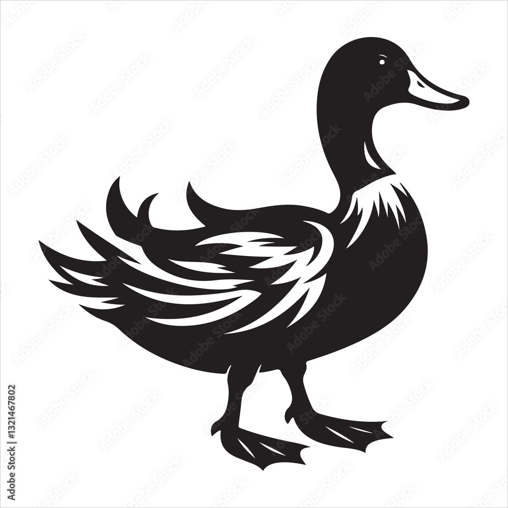 Silhouette of a Duck on a white background Vector icon Silhouette of a Duck on a white background Vector icon