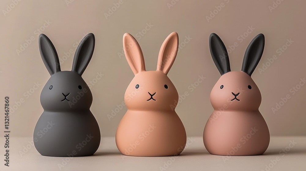 Fototapeta premium Modern Sculptural Bunny Figurines Ideal for Easter Decor