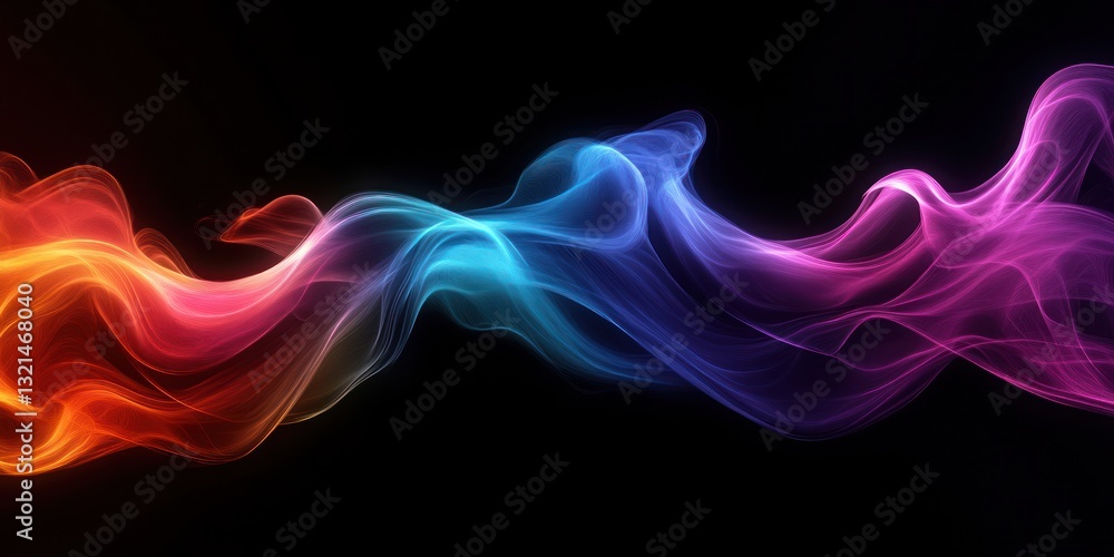 Abstract Colorful Spectrum Light Smoke Fluid Dynamic Flowing Waves on Black Background Abstract Colorful Spectrum Light Smoke Fluid Dynamic Flowing Waves on Black Background