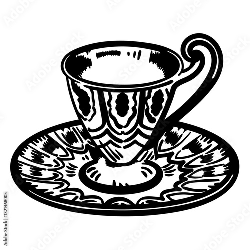 Elegant Teacup Silhouette: A minimalist image of a refined teacup, exuding timeless charm and grace.  Perfect for conveying simplicity and sophistication.