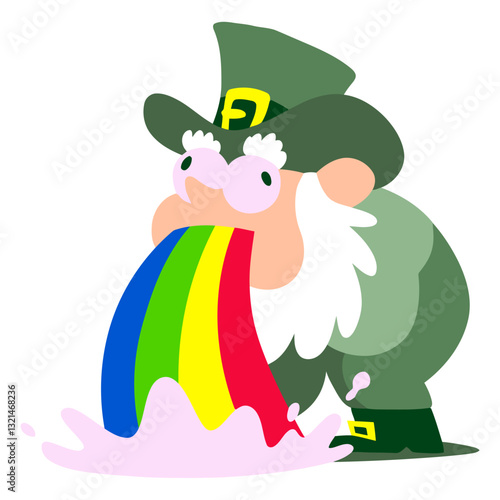 Leprechaun's colorful splash: A whimsical illustration of a leprechaun with a burst of rainbow colors, celebrating the joy and mischief of St. Patrick's Day. 