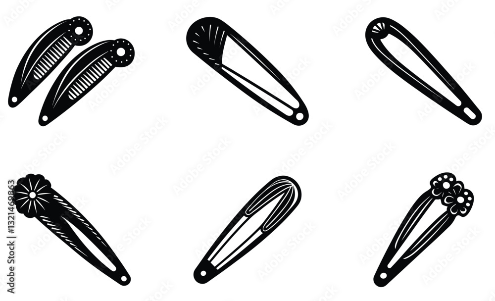 Barrettes silhouette vector Barrettes silhouette vector